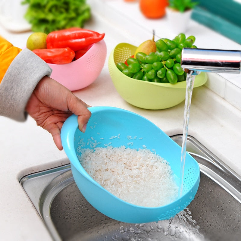 Rice Washing Filter Strainer Basket Colander Sieve Fruit Vegetable Bowl Drainer Cleaning Tools - Culinarywellbeing