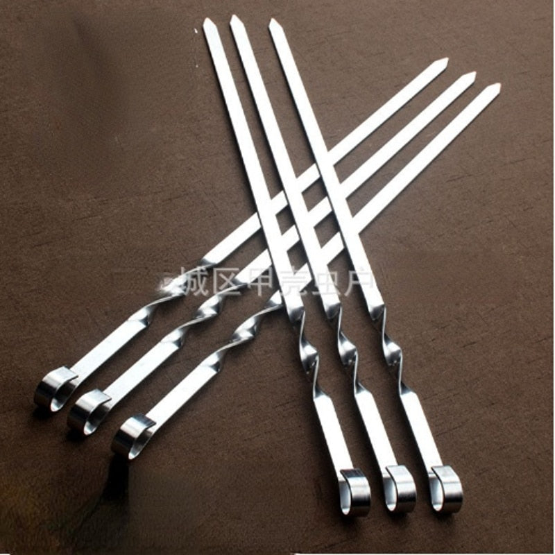 TheWellBeing™ 21.5” BBQ Skewers - 6pcs Stainless Steel Grill Needles with Long Wood Handles - Culinarywellbeing