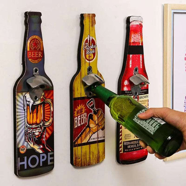 Bottle Opener For Bar Restaurant Shop Creative Hanging Wall Decoration Wooden Beer Bottle Opener Kitchen