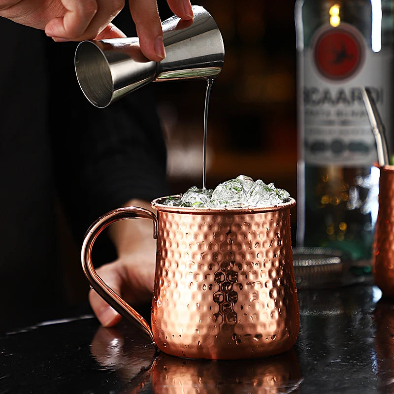 Stainless Steel Bartender Cocktail Cups Moscow Mule Mugs Hammer Point Bar Tools - Culinarywellbeing