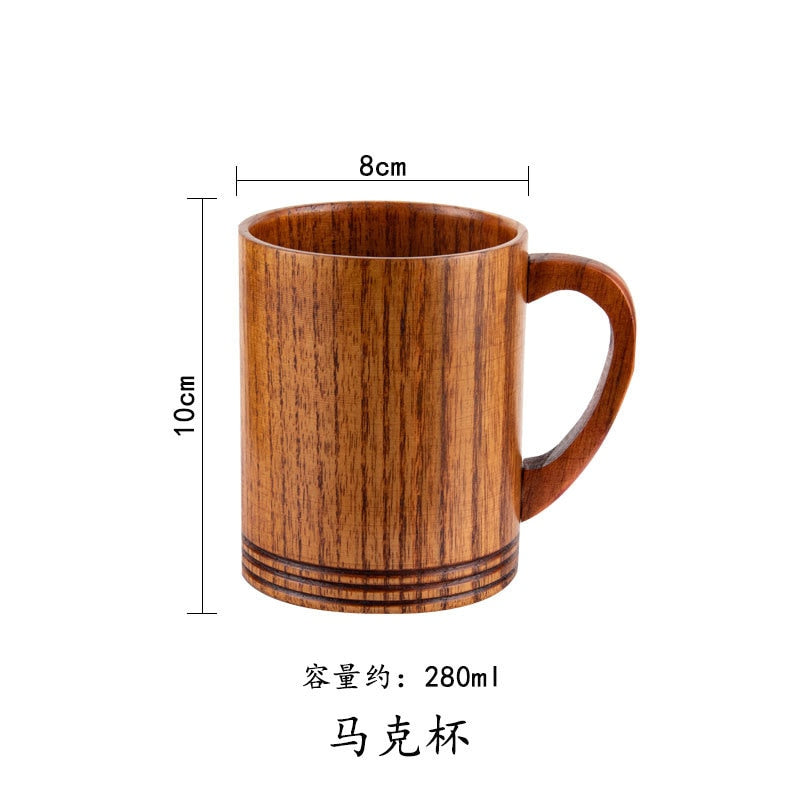 Wooden Big Belly Cups Handmade Jujube Wood Handle Cups Beer Tea Coffee Milk Water Cup Kitchen Bar Drinkware for Kitchen Bar 1PC - TheWellBeing1