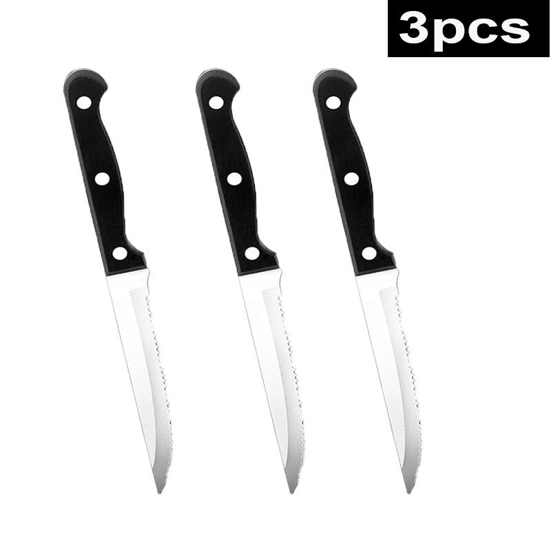 Steak Knife Set Stainless Steel Sharp Serrated Dinner Knives Outdoor BBQ Knife Cut Meat Bread Steak Knives Kitchen Tool - Culinarywellbeing