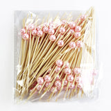 Pearl Disposable Bamboo Skewers Wooden Cocktail Picks Fruit Picks Snack Fork Skewer Wedding Party Supplies - TheWellBeing1