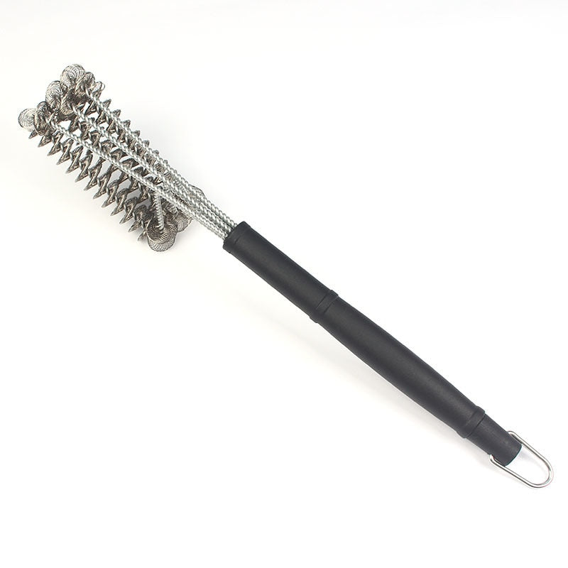 Stainless Steel Barbecue Brush Outdoor Travel BBQ Grill Cleaning BrushâTHE SAFEST BRISTLE FREE GRILL BRUSH. No bristles that can break off and end up in your food. Our heavy duty design with built in scraper lets you use as much elboTheWellBeing1Stainless Steel Barbecue Brush Outdoor Travel BBQ Grill Cleaning Brushes KitchenCulinaryWellBeing