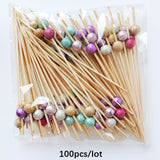 Bamboo Cocktail Picks Pearl  Skewers Wooden Cocktail Picks Fruit Pick 