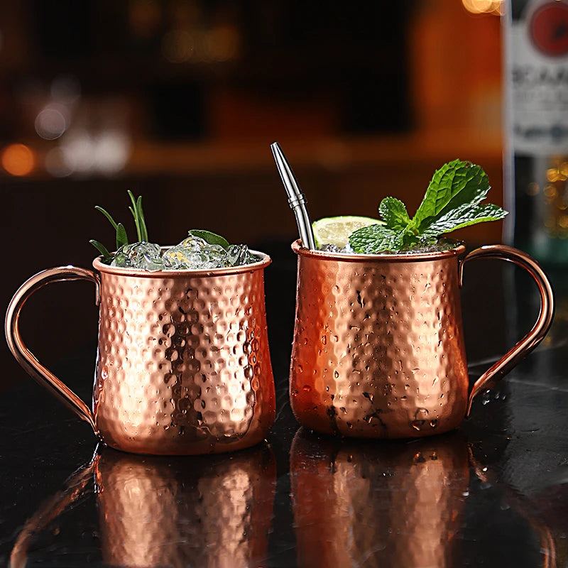 Stainless Steel Bartender Cocktail Cups Moscow Mule Mugs Hammer Point Bar Tools - Culinarywellbeing