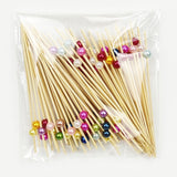 Pearl Disposable Bamboo Skewers Wooden Cocktail Picks Fruit Picks Snack Fork Skewer Wedding Party Supplies - TheWellBeing1