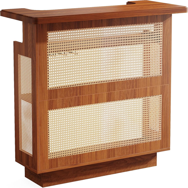 Bar Cabinet with Woven Rattan | Stylish & Spacious Home Bar