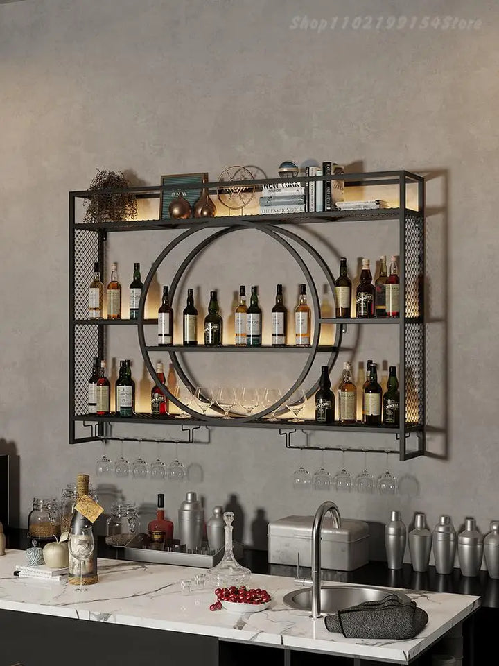 Hanging Wine Rack Metal Red Design Wine Wall - Culinarywellbeing