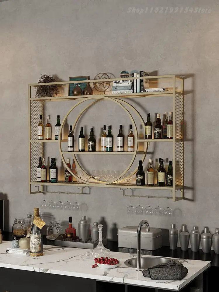 Hanging Wine Rack Metal Red Design Wine Wall - Culinarywellbeing
