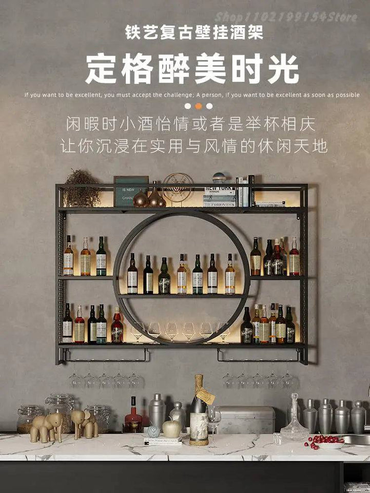 Hanging Wine Rack Metal Red Design Wine Wall - Culinarywellbeing