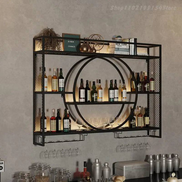 Hanging Wine Rack Metal Red Design Wine Wall - Culinarywellbeing