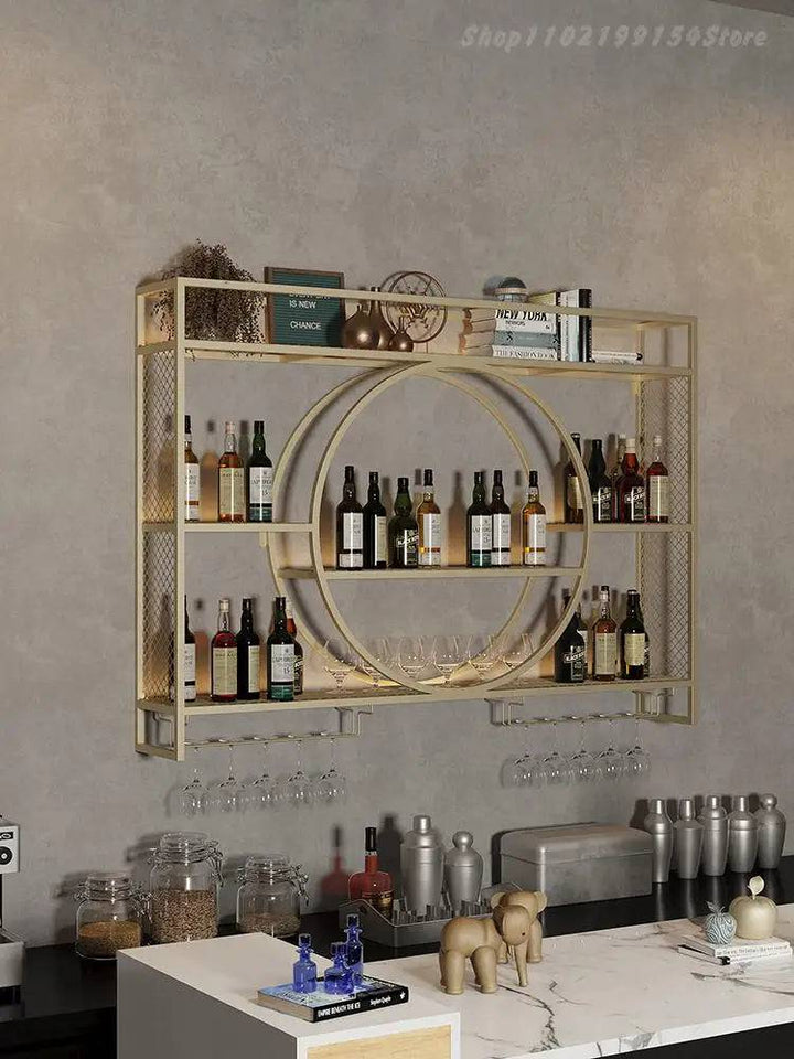 Hanging Wine Rack Metal Red Design Wine Wall - Culinarywellbeing