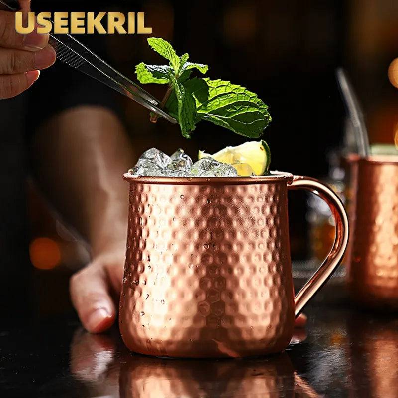 Stainless Steel Bartender Cocktail Cups Moscow Mule Mugs Hammer Point Bar Tools - Culinarywellbeing