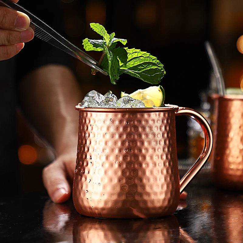 Stainless Steel Bartender Cocktail Cups Moscow Mule Mugs Hammer Point Bar Tools - Culinarywellbeing