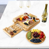 Bamboo Cheese Board Set Wooden Cheese Plate Charcuterie Boards Set - Culinarywellbeing