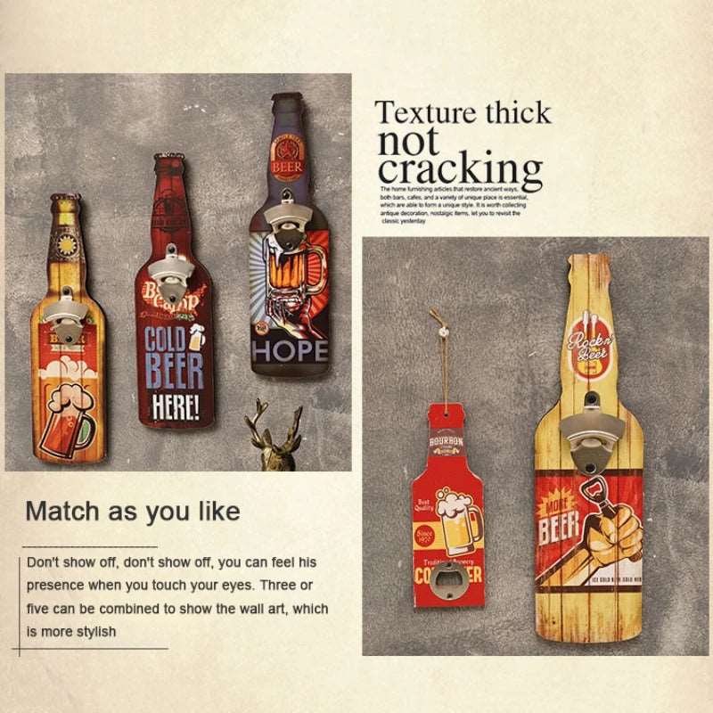Bottle Opener For Bar Restaurant Shop Creative Hanging Wall Decoration Wooden Beer Bottle Opener Kitchen - Culinarywellbeing