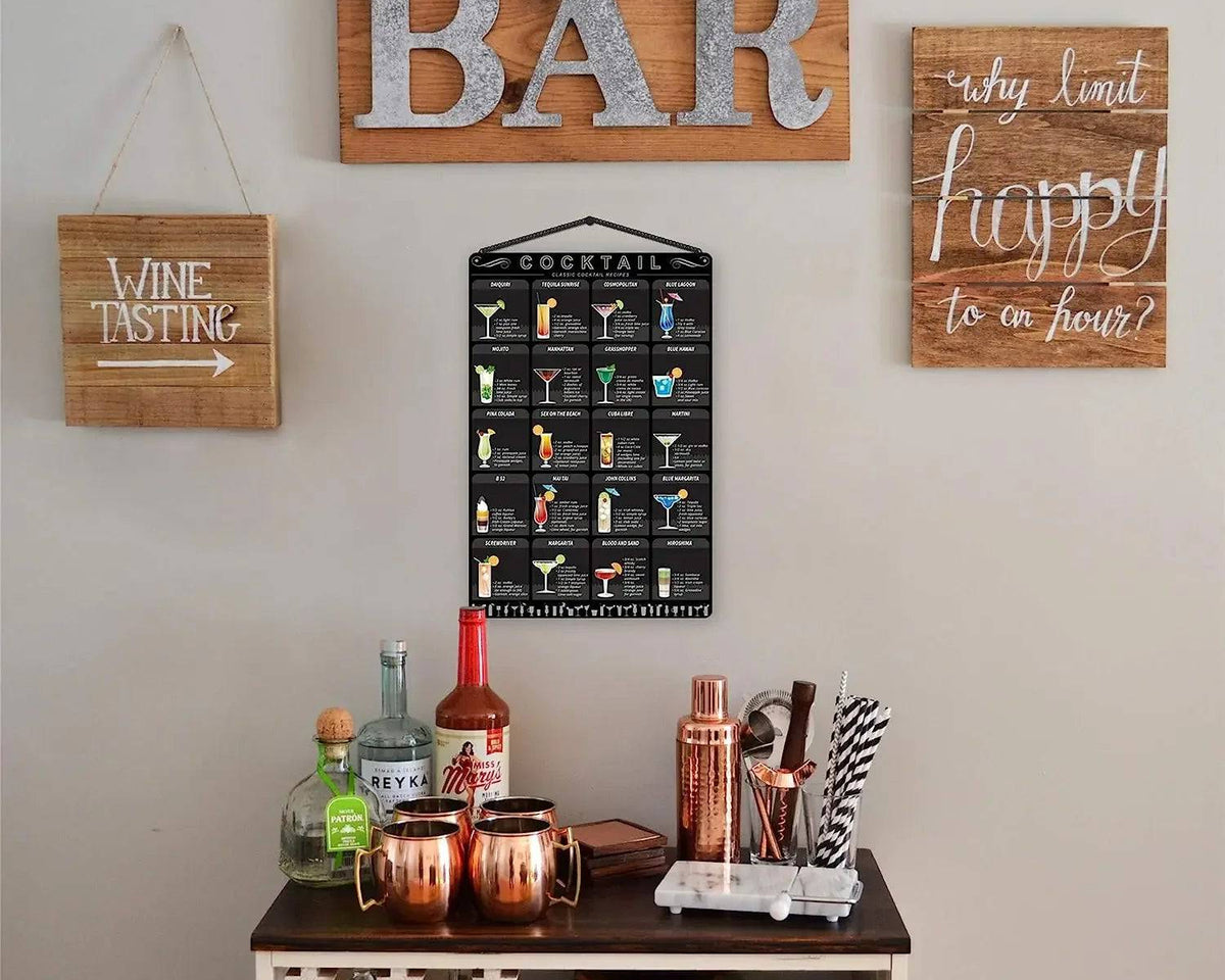 Metal Cafe Shots Mixology Tin Sign Cocktail Recipe Guide - Culinarywellbeing