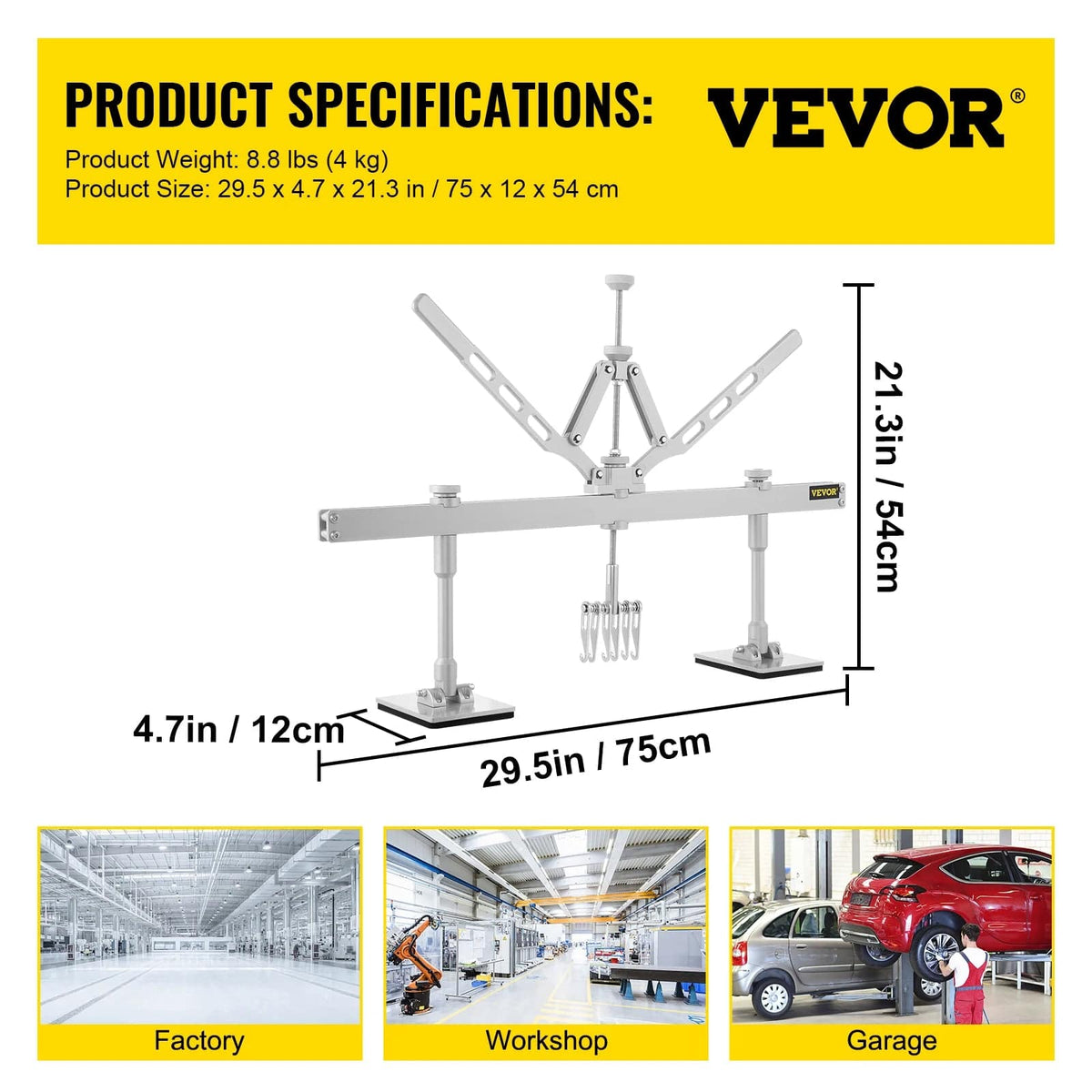VEVOR Dent Pulling Tool Panel Dent Pull Lever Bar W/ Shockproof Pads Car Body Dent Removal Repair Kit T-Rod Slide Hammer Puller - Culinarywellbeing
