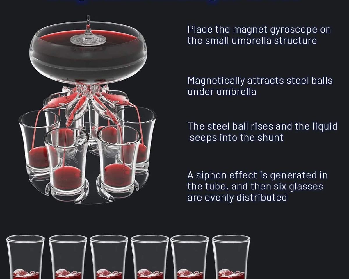 Party Drink Shot Dispenser with 6 Shot Glasses Set - Culinarywellbeing