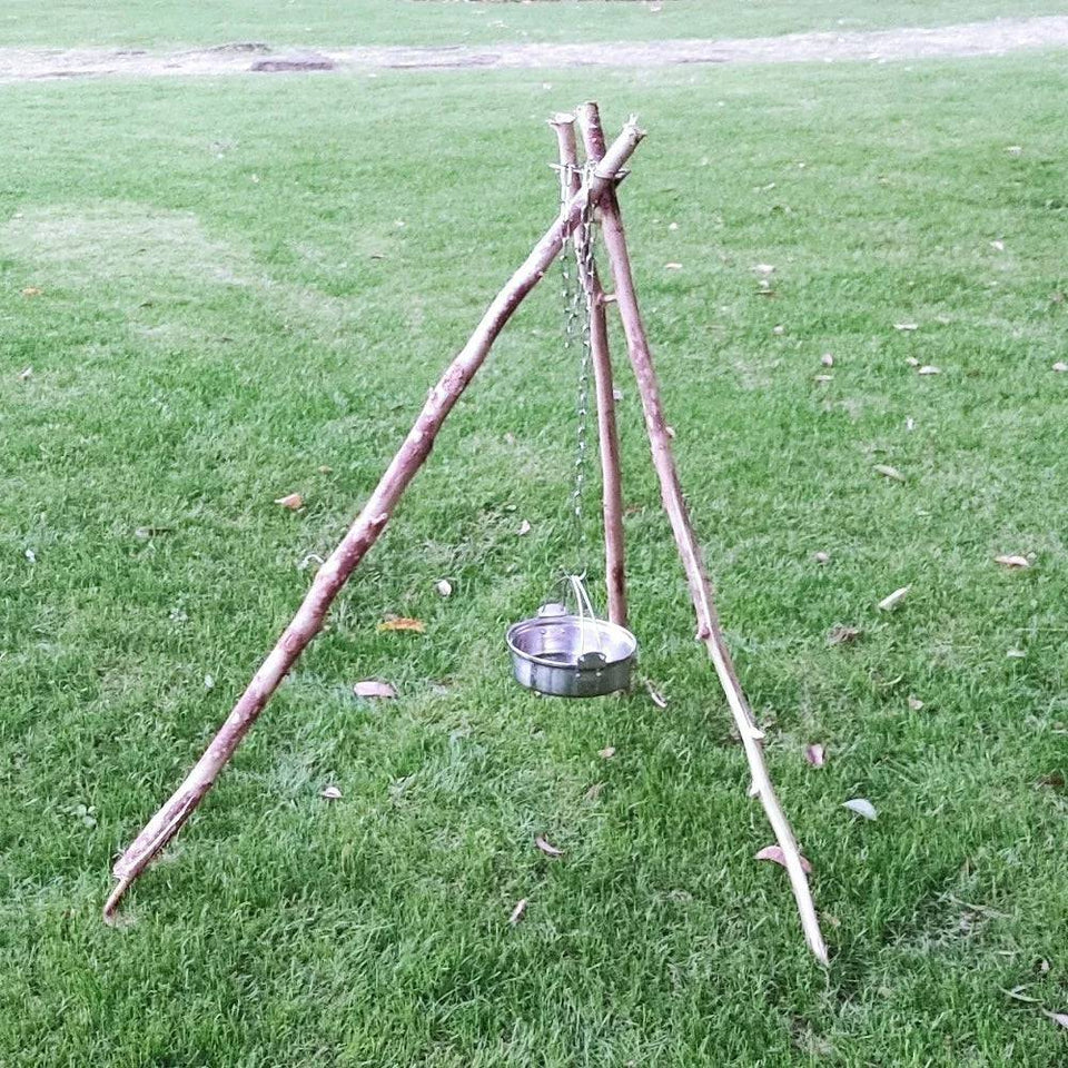 Stainless Steel Camping Tripod with Hanging Chain and Storage Bag - Culinarywellbeing