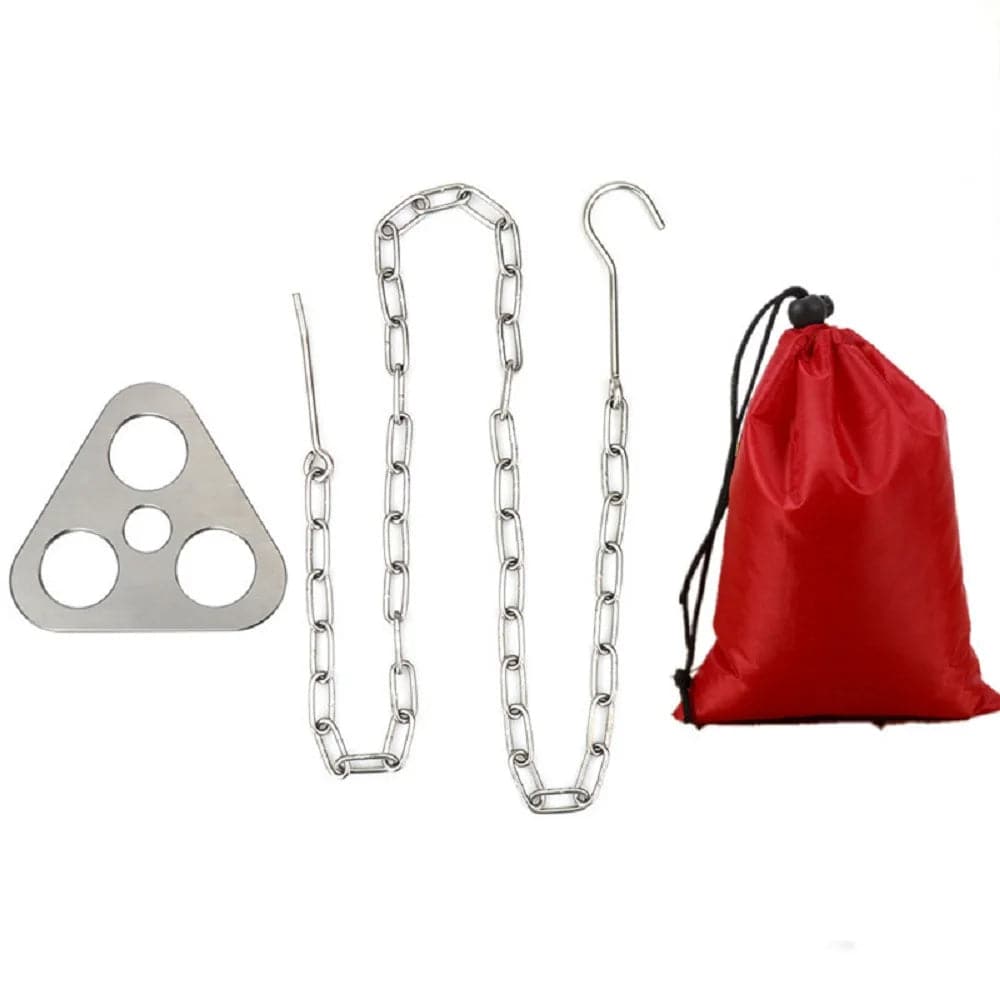 Stainless Steel Camping Tripod with Hanging Chain and Storage Bag - Culinarywellbeing
