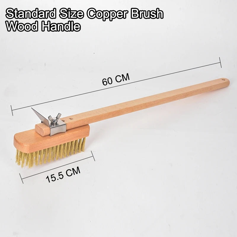 🍕 Professional Pizza Oven Copper Brush Scraper with 21 Inch Aluminium Handle 🍖 - CulinaryWellBeing