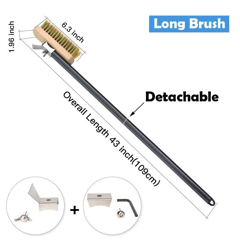 🍕 Professional Pizza Oven Copper Brush Scraper with 21 Inch Aluminium Handle 🍖 - CulinaryWellBeing