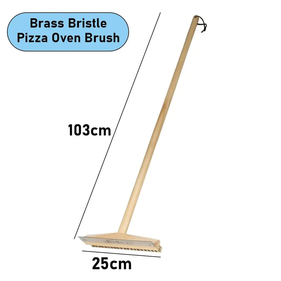 🍕 Professional Pizza Oven Copper Brush Scraper with 21 Inch Aluminium Handle 🍖 - CulinaryWellBeing