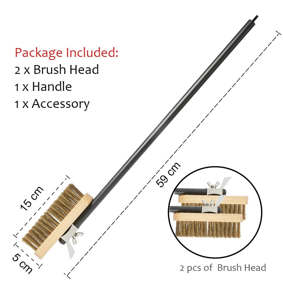 🍕 Professional Pizza Oven Copper Brush Scraper with 21 Inch Aluminium Handle 🍖 - CulinaryWellBeing