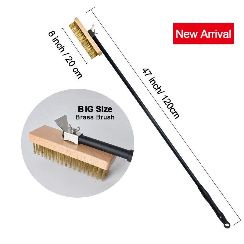 🍕 Professional Pizza Oven Copper Brush Scraper with 21 Inch Aluminium Handle 🍖 - CulinaryWellBeing
