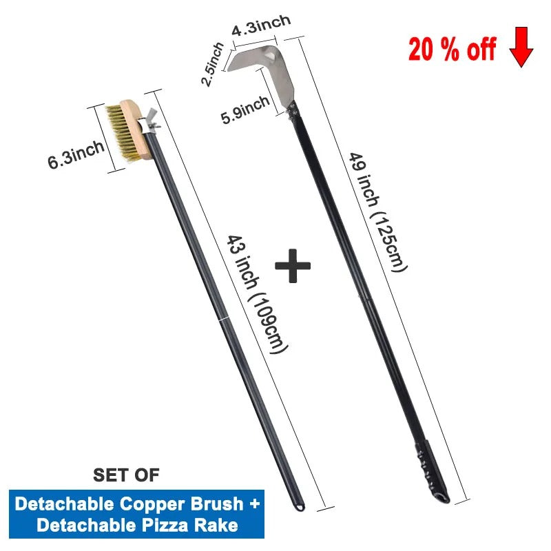 🍕 Professional Pizza Oven Copper Brush Scraper with 21 Inch Aluminium Handle 🍖 - CulinaryWellBeing