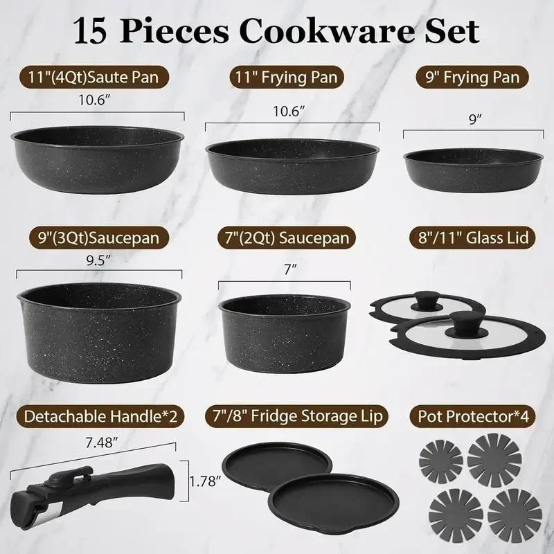 Ultimate Space-Saving Nonstick 15-Piece Cookware Set by Carote - CulinaryWellBeing