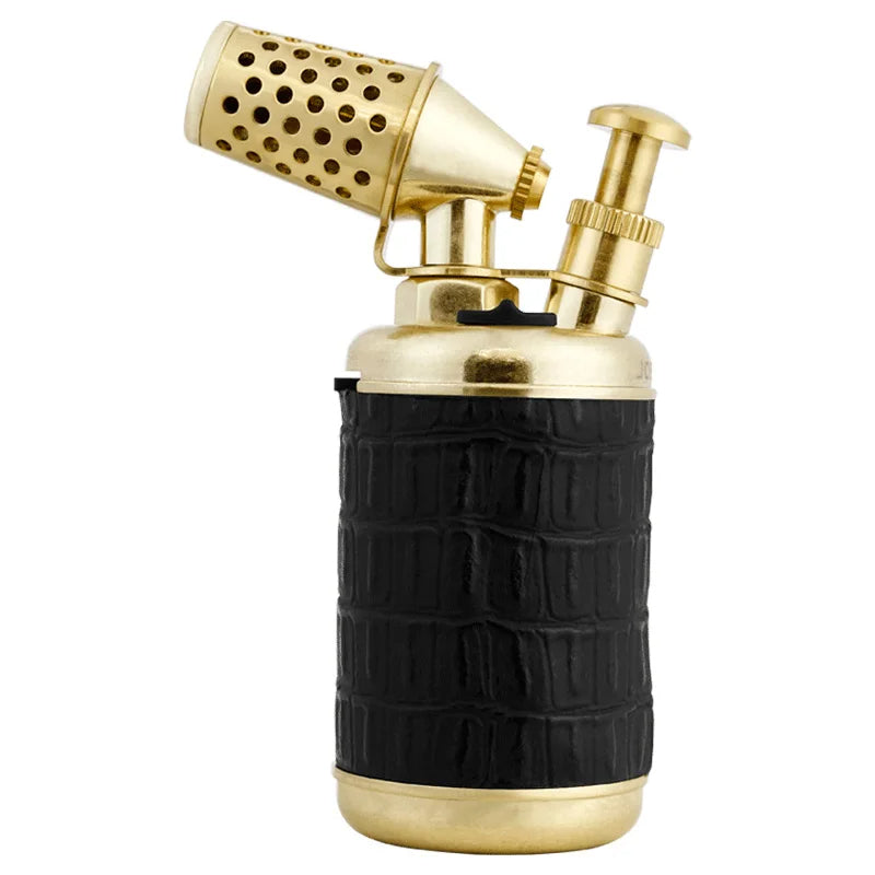 Windproof Gun Lighter – Blue Flame Torch with One-Touch Lock, Retro Metal Design for Cigars (Refillable, Outdoor Use) - CulinaryWellBeing