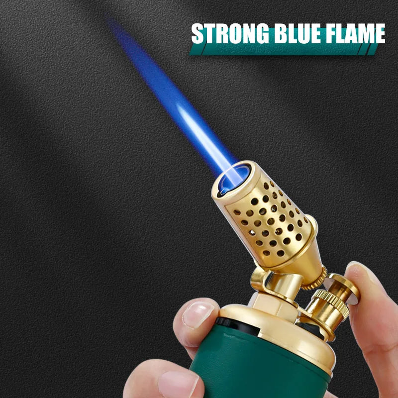 Windproof Gun Lighter – Blue Flame Torch with One-Touch Lock, Retro Metal Design for Cigars (Refillable, Outdoor Use) - CulinaryWellBeing