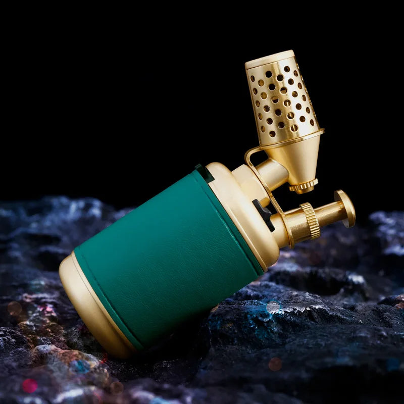 Windproof Gun Lighter – Blue Flame Torch with One-Touch Lock, Retro Metal Design for Cigars (Refillable, Outdoor Use) - CulinaryWellBeing
