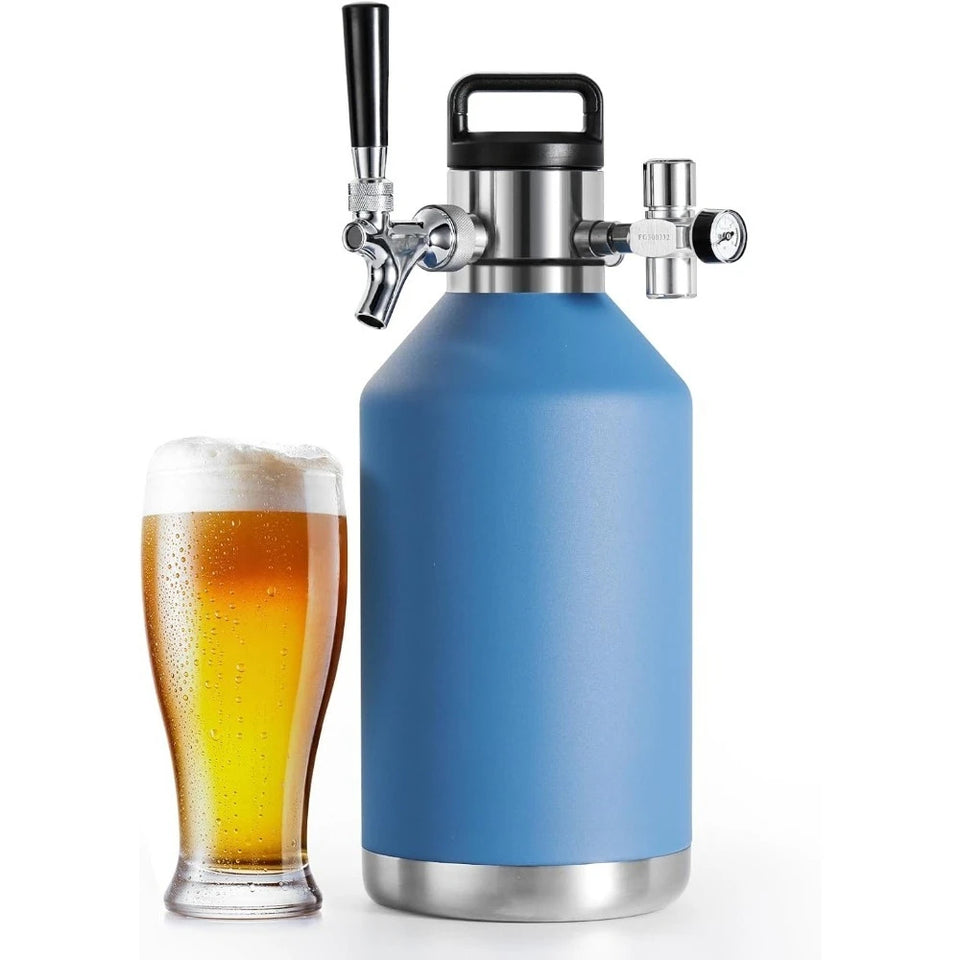 128oz Insulated Beer Growler w/ Tap - 24hr Cold, 30PSI Carbonation