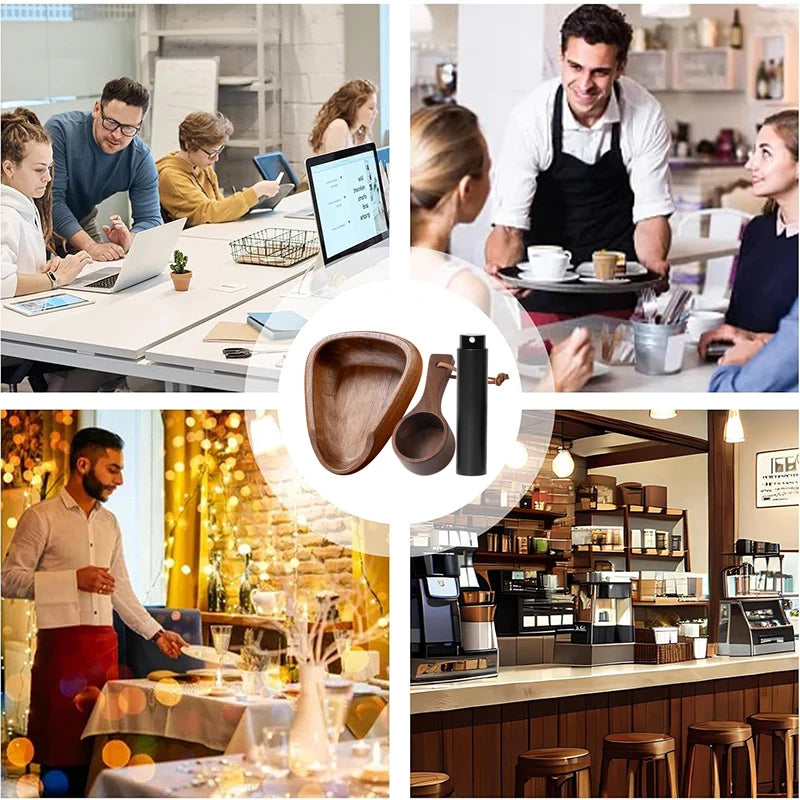 Wooden Barista Set - Coffee Dosing Cup & Spray Bottle for Perfect Brew

