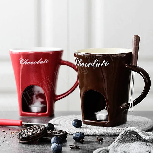 Chocolate Melter Ceramic Fondue Mug | 2-in-1 Chocolate Melter & Gift