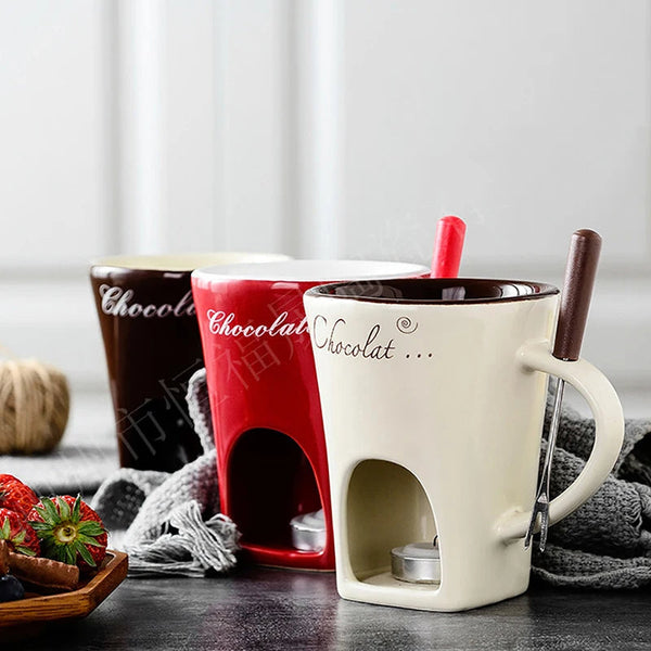 Chocolate Melter Ceramic Fondue Mug | 2-in-1 Chocolate Melter & Gift