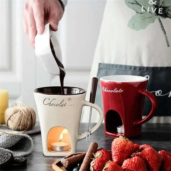 Chocolate Melter Ceramic Fondue Mug | 2-in-1 Chocolate Melter & Gift
