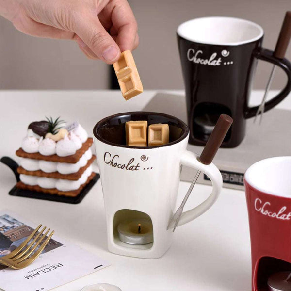 Chocolate Melter Ceramic Fondue Mug | 2-in-1 Chocolate Melter & Gift
