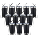 20oz Tumbler with Lid And Metal Straw Cup Bulk Vacuum Insulated Double Wall Coffee Powder Coated Mug 12pcs - Culinarywellbeing