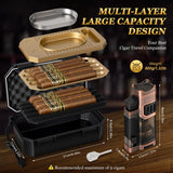 3-Layer Travel Cigar Humidor Set w/ Lighter & Hygrometer – 9-Cigar Case

