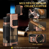 3-Layer Travel Cigar Humidor Set w/ Lighter & Hygrometer – 9-Cigar Case

