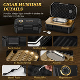 3-Layer Travel Cigar Humidor Set w/ Lighter & Hygrometer – 9-Cigar Case


