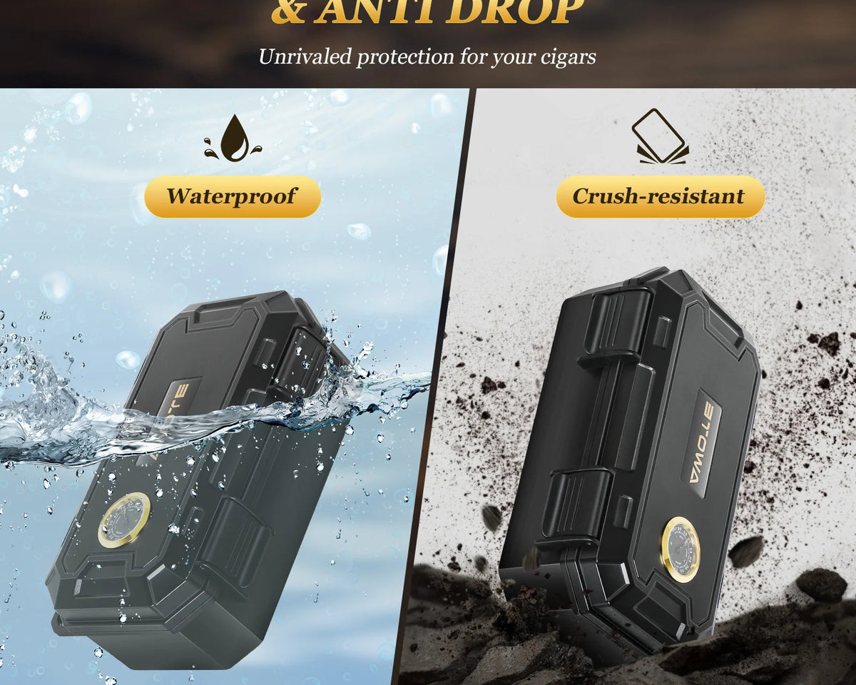 3-Layer Travel Cigar Humidor Set – Portable 9-Cigar Case with Torch Lighter, Hygrometer, Humidifier & Accessories (8.26 x 4.33 x 3.35 in, ABS, Waterproof) - CulinaryWellBeing