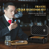3-Layer Travel Cigar Humidor Set w/ Lighter & Hygrometer – 9-Cigar Case

