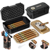 3-Layer Travel Cigar Humidor Set w/ Lighter & Hygrometer – 9-Cigar Case

