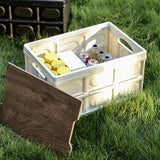 30L Outdoor Folding Storage Box - Thickened Waterproof Organizer with Wooden Panel | Camping, Picnic & Home Use | Collapsible Design - CulinaryWellBeing